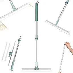 PANCA Magic Floor Wiper Flexible Mop | Multifunctional Broom Sweeps & Wipes All Surfaces | Magic Twist Silicon Brush for Home, Bathroom, Window & Car Cleaning | 50 Inch Handle, 180° (Magic Mop)-picture-23