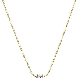 ratna aura Korean Style Necklace for Women | 18K Gold Plated Stainless Steel | 40 cm Chain with Round Rhinestone Pendant | Elegant Western Jewelry | Gift for Wedding, Festival, Anniversary, Sister & Friend-picture-50