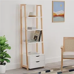 Amazon Brand - Solimo Ares Engineered Wood Bookshelf (2 Drawers and 4 Shelves, White Finish)-picture-28