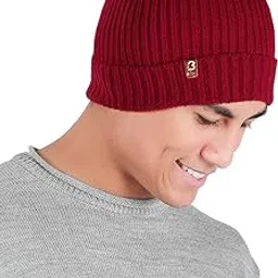 BHARATASYA Solid Texture Winter Woolen Beanie Caps for Men-picture-15