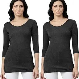 amul bodywarmer Women's Boat Neck 3/4th Sleeves Charcoal Top/Upper/Vest Thermal (#ABW-Parka-Women-3.4Th-Charcoal)-picture-24