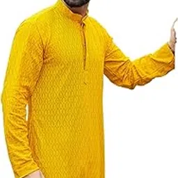 indiroop Men's Kurta Pajama Set – Cotton Blend Fabric, Embroidered Design, Traditional Fit-picture-21