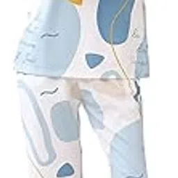 lunza Women’s Cotton Pajama Set with Top & Pants|| Korean Night Suit|| Lightweight Printed Set || Soft & Comfy Sleepwear for Girls & Women-picture-21