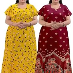 Women's Pure Cotton Jumbo (Pack of 2Pcs) Maternity Wear Nighty, Gown, Sleepwear, Maxi Style_382 Multicolour-picture-54