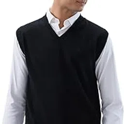raymond Men Regular Fit Solid Pattern Marino Wool Acryalic Blend Sleeveless V Neck Casual Winter Wear-picture-13