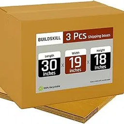 BUILDSKILL Pack of 3 | 5 Ply | 30"X19"X18" Cardboard Boxes for Packaging | Brown Corrugated Box for Packing | Shipping | Home Shifting | Parcel | Courier Packing box | Extra Large Carton Box -Recycled-image-52