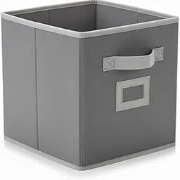 Fabric Storage Box with Handle | Foldable Cube Organizer | Multipurpose Closet & Shelf Storage Bin for Clothes, Toys & Accessories (Grey)-picture-28