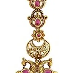 kushal's Fashion Jewellery Ruby Gold Polished Copper Antique Tikka, Best for Bridesmaids, festive season & Special Occasion - 441999-picture-21