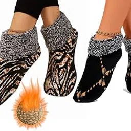 wklouyhe 2 Pair Women'S Cozy Fleece-Lined Slip-On Floor Socks Soft Winter Short Socks for Indoor Home Wear,Cozy Home Wear Cute Socks_Assorted Color-picture-46