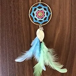 Rooh Dream Catcher ~ Pastel Keychain ~ Handmade Hangings for Positivity (Can be Used as Home Decor, Gift, Wall Hangings, Meditation Room, Yoga Temple, Wind Chime & Car Feather Hanging)-picture-23