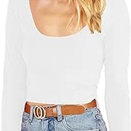 Women's Cotton Comfy Stretchable Scoop Neck Long Sleeve Crop Top T-Shirt for Women L479-image-30