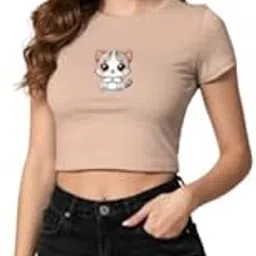 Blue Butterfly Women's Crop Top, Short Sleeve, Round Neck, Casual Wear-image-91