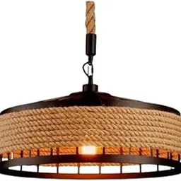 GMART INDIA Round Rope Iron Hanging Pendant Ceiling Light Lamp/Vintage Loft Ceiling Light for Hall Restaurant Bar Café (Pack of 1) (1)-picture-25