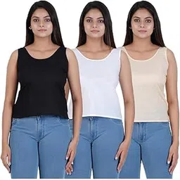 happy bunny Women Waist Length 100% Fine Cotton Camisole/Slip/Inners for Kurti Suit,Chikan Tops - Non Stretchable -Solid Side Open All Day Wear-picture-17