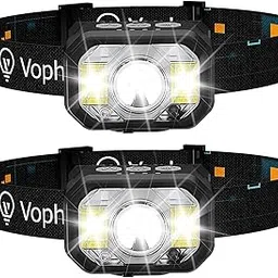 Voph Head Lamp 2 Pack, 1200 Lumens USB Type-C Motion Sensor Rechargeable Headlamp, 6 Modes Ultra-Light Headlamp with Red Light, Waterproof Led Headlamp for Hiking Camping Fishing Running Hunting-picture-15