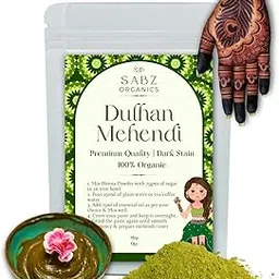 Sabz Organics Natural Bridal Henna Mehendi Powder For Hand, Feet And Body Designs Fine Henna Powder With Long Lasting Dark Red Brown Colour Stain (100g)-image-78