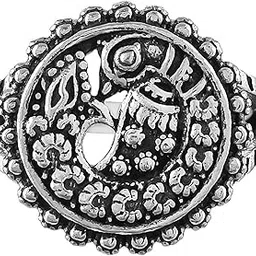 voylla Morni Krutika Ring|Statement Ring For Women|Silver Oxidised|Daily Wear|-picture-50