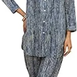 nainvish Women's Floral Straight Rayon Blend Mandarin Collar Co-ord Set (SD858_KB_Pink)-picture-32
