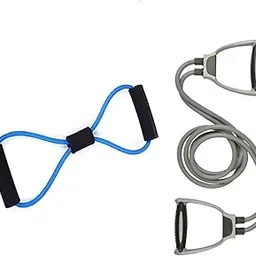 VIRTUAL WORLD Figure 8 Chest Expander Resistance Band Shaped Exercise Elastic Bands for Workout Fitness with Handle Double Toning Tube for Home Workout-picture-26