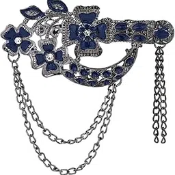 i jewels Silver Oxidised Traditional Stone Drop Brooch for Groom/Men/Dulha-picture-21