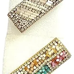 yumi hand cradfted hair accessories Handcrafted Brooch Multi Colour to suit all colour Sarees. Set of 2.-picture-19