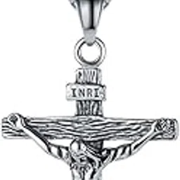 Religious Lord Jesus Crusifix Christain Christ Cross Black And Silver Stainless Steel Pendant Necklace Chain For Men And Women SujalPn20221099-image-21