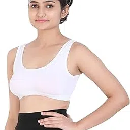 ZUVAIRIYA STORE Sports Bra for Women & Girls, Cotton Non-Padded Full Coverage Beginners Wire Free T-Shirt Gym Workout Bra with Regular Broad Strap, Activewear Training Bra for Teenager Kids-picture-11