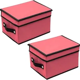 JustandKrafts Multi-Functional Folding Storage Box Organizer, Storage Boxes for Toys, Baby Cloth,Medicines,Cosmatics, Maroon (Set of 2)-picture-52