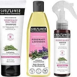 Soulflower Rosemary Hair Growth Kit, Rosemary Lavender Hair Oil (120 ml) Rosemary Tea Tree Shampoo (200 ml) Rosemary Water with Mint Extract (100 ml) Healthy Hair Growth, Hair Fall Control, Strengthens Hair & Scalp-picture-51