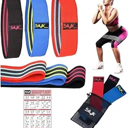 Slyk Non-Slip Fabric Resistance Band for Men and Women. Resistance Loop Bands for Toning Booty Hip Glutes Thighs Squat Legs Yoga Pilates at Home, Outdoors or Gym (Light + Medium + Heavy)-picture-25