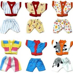 Keshav Murti Emporium Laddu Gopal Night Suit Combo (Pack of 6) + 6 Free Panty for Laddu Kanha Ji - Cotton Fabric, Random Prints & Colors, Comfortable Summer Wear & Winter wear Size 2 no Multicolor-picture-22