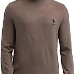 u.s. polo assn. Men's Brown Solid Turtle Neck Long Sleeve Casual Acrylic Regular Fit Pullover Sweater-picture-28
