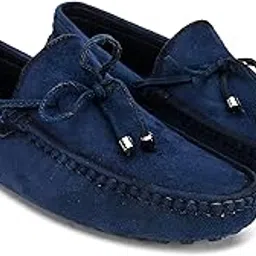 san frissco Men's Lightweight Loafer Lightweight Woven Moccasins Formal, Casual Driving Shoes for Men/Synthetic Leather/Cushioned Footbed Designed for All Seasons 8 - Blue-picture-52