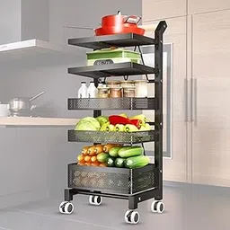 iBELL VR6866-5LNEW Multi-Purpose Storage Trolley with Wheels, 5 Tier Cart for Kitchen, Living Room, Office (Black)-picture-43