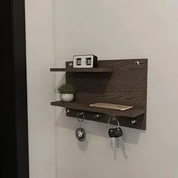 Anikaa Manon Engineered Wood Wall Mounted Key Holder/Wall Hooks (Wenge)-picture-13