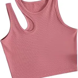 ben martin Women's Cotton Stretchable Sleeveless Asymmetrical Neck Tank Top-picture-45