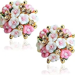 shining diva fashion AAA Quality Latest Floral Gold Plated Stud Earrings For Women & Girls-picture-38