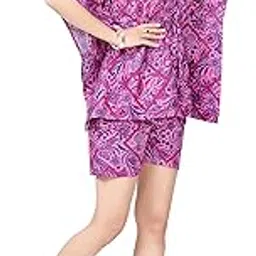 pnaeong Women Cotton Printed Kaftan Shirt and Shorts Set-picture-28