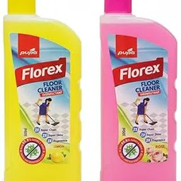 sparkle Pupa Florex Floor Cleaner Disinfectant Combo Pack, Lemon and Rose Fragrance, 500ml Each, Kills 99.9% Germs, Super Clean and Shine Formula image 1