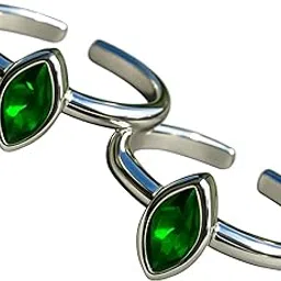 925 Silver Toe Ring with Green Stone Bichhiya for Women | Girls-image-38
