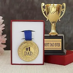 TIED RIBBONS Gift for Fathers Day from Son Daughter Best Dad Ever Trophy with Golden Medal Gifts for Father in Law Dad-picture-30
