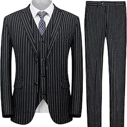mage male Men’s Pinstripe 3 Piece Suit Slim Fit Elegant Single Breasted Business Party Blazer Vest& Pants Set-picture-26