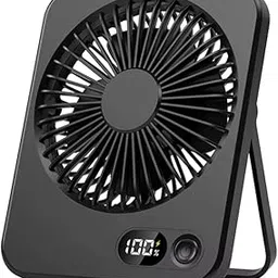 STARQ Mini Portable table Fan, Powerful Hand Fan 5 Speed 1200 mah Personal Desk Fan with Base, Lightweight Rechargeable USB Handheld Fan for Girl, Women, Men, Indoor, Outdoor (Black)-image-12