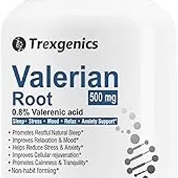 Trexgenics® VALERIAN Root 500mg Standardized (0.8% Valerenic acid) Sleep, Stress,Mood,Relax, Migraine, Anxiety Support (60 Veg capsules)-picture-18