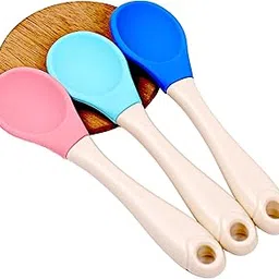 The Little Bunny Combo of Baby Feeding Spoon with Ultra Supple Silicone Tip for Newborn, Infants, Kids & Toddlers | BPA Free Safe Utensil | Self Feeding Weaning Spoon (Green, Blue & Pink) - Set of 3-picture-23