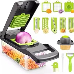 DIVESTS Multipurpose Chopper Fruits and Vegetable Cutter Grater Peeler Chipser Unbreakable Food Grade Body Easy Push to Clean Button Slicer Dicer Kitchen Gadget for Fruits Vegetables Nuts-picture-10