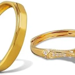 zavya 925 Sterling Silver Gold Plated Couple Ring | Gift for Couples | With Certificate of Authenticity and 925 Hallmark-picture-36