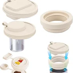 ZIBUYU® For Stanley 40Oz Tumbler 2Pcs Interchangeable Cup Lid with Tea Strainer & Pill Box Food Grade Silicone Tumbler Cup Lid with Straw Hole Leaking Proof Multifunctional-image-1