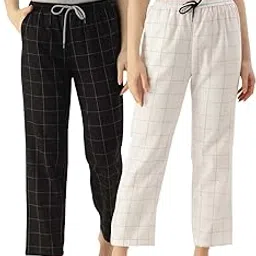 kryptic Women Checked pure cotton elasticated waist band regular fit pyjama-picture-29