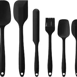 Elisel Silicone Spatula Set 6 Piece Sets of Baking Tools Stainless Steel Core Scratch Free Heat Resistant Silicone Scraper Shovel for Cooking, Baking and Mixing (Black 6)-image-24